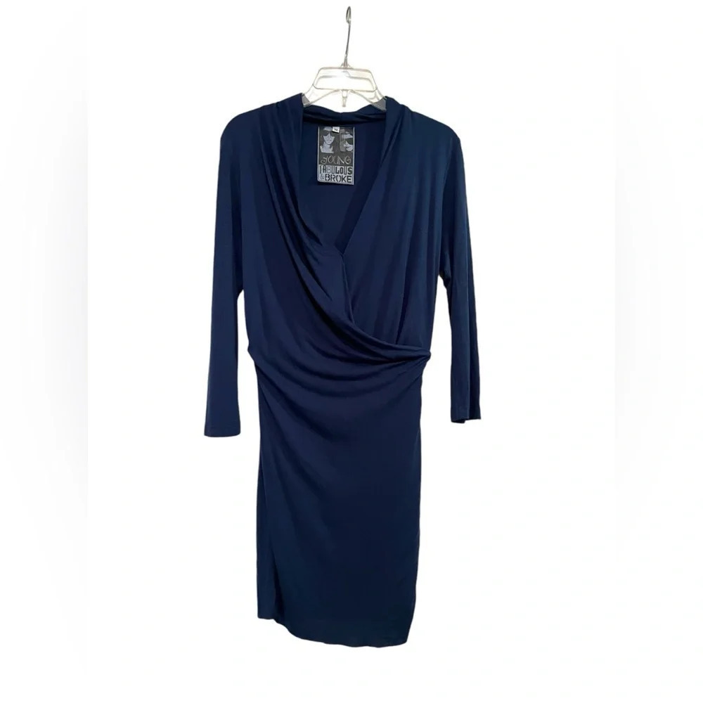 Young Fabulous and Broke Navy Blue Faux Wrap Dress Sz M